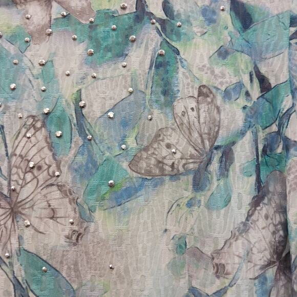 T-Shirt Sz L Blue Butterfly Watercolor Romantic Whimsycore Fairy Soft Girl Boho - Picture 3 of 12